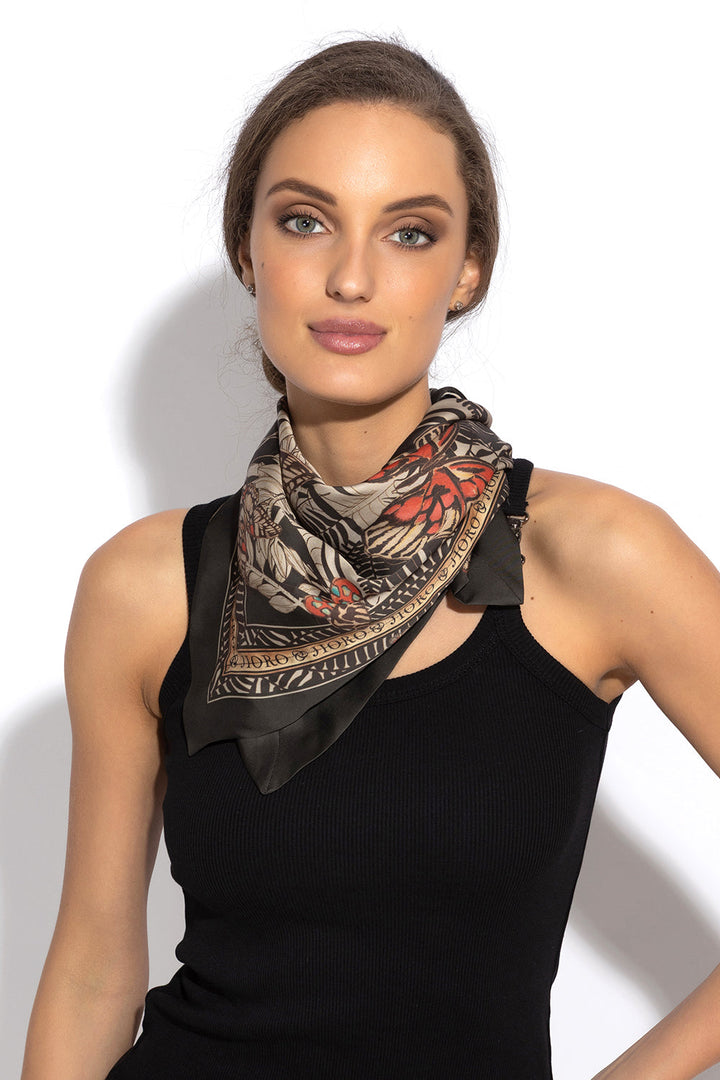 SQUARE VISCOSE HEADSCARF - MIDNIGHT BUTTERFLIES - Fashion Roots