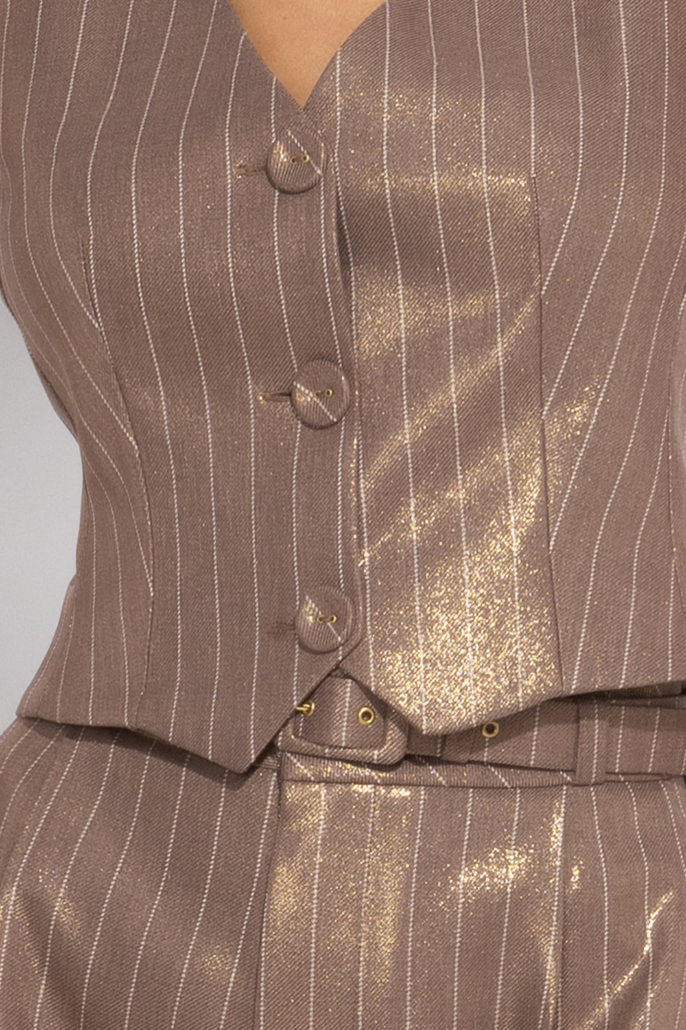 Gilet rayé en viscose mélangée beige - Essentials