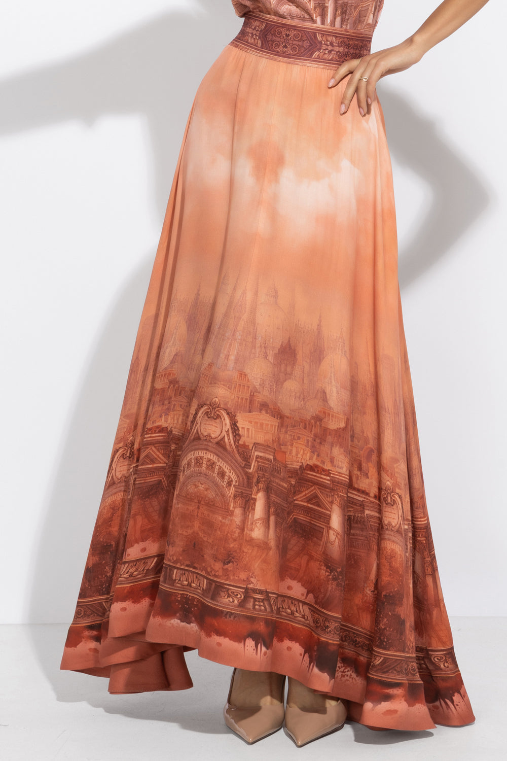 LONG VISCOSE SKIRT WITH ELASTIC WAIST AND SIDE POCKETS - ANCIENT TOWN JIORO ДЪЛГА ПОЛА ОТ ВИСКОЗА С ЛАСТИЧЕН КОЛАН - ANCIENT TOWN JIORO