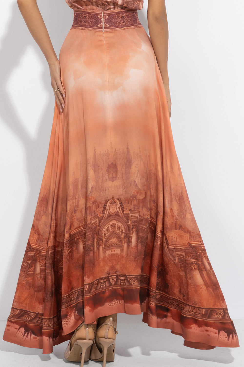 LONG VISCOSE SKIRT WITH ELASTIC WAIST AND SIDE POCKETS - ANCIENT TOWN