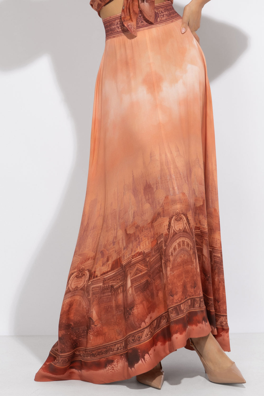 LONG VISCOSE SKIRT WITH ELASTIC WAIST AND SIDE POCKETS - ANCIENT TOWN JIORO ДЪЛГА ПОЛА ОТ ВИСКОЗА С ЛАСТИЧЕН КОЛАН - ANCIENT TOWN JIORO