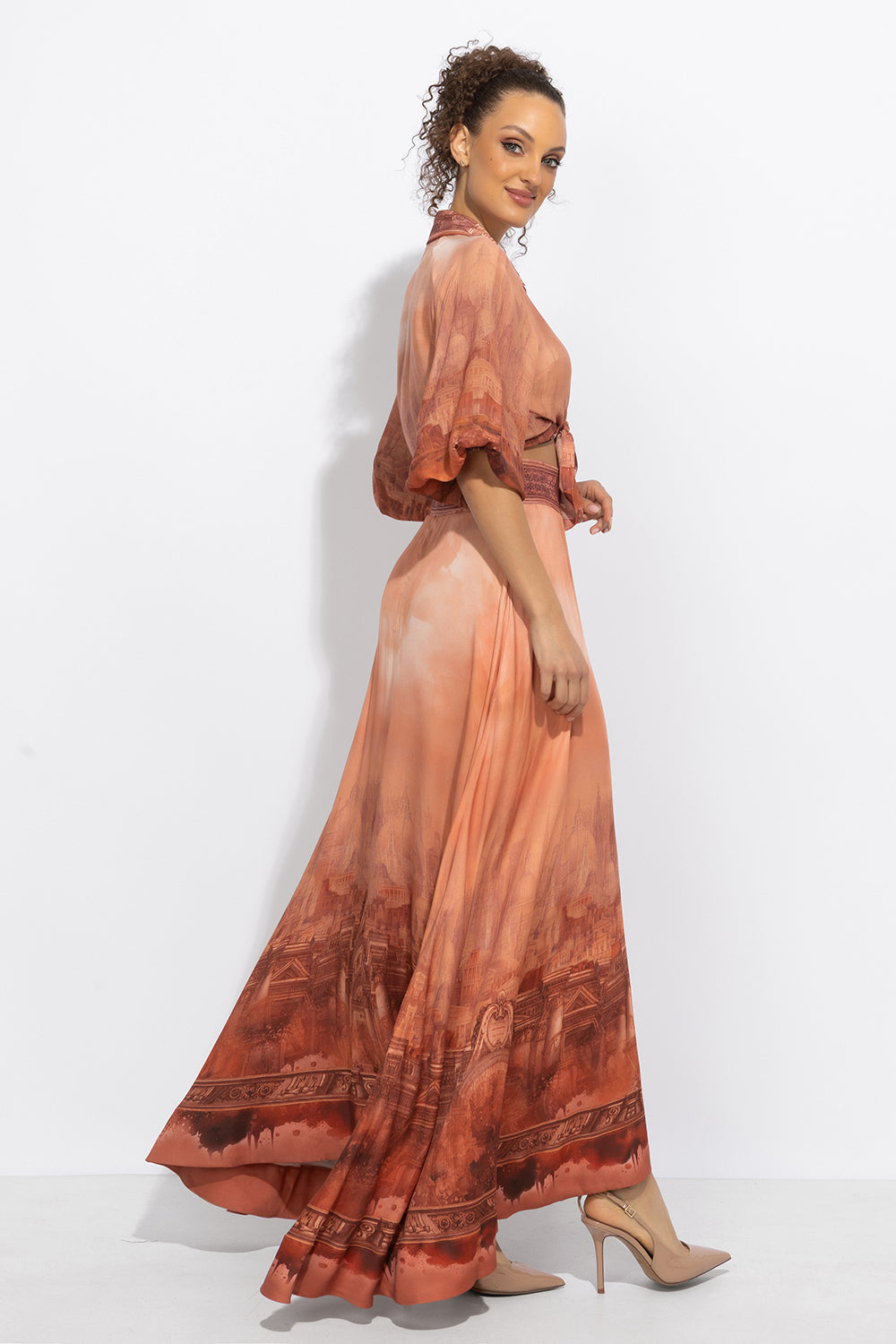 LONG VISCOSE SKIRT WITH ELASTIC WAIST AND SIDE POCKETS - ANCIENT TOWN JIORO ДЪЛГА ПОЛА ОТ ВИСКОЗА С ЛАСТИЧЕН КОЛАН - ANCIENT TOWN JIORO