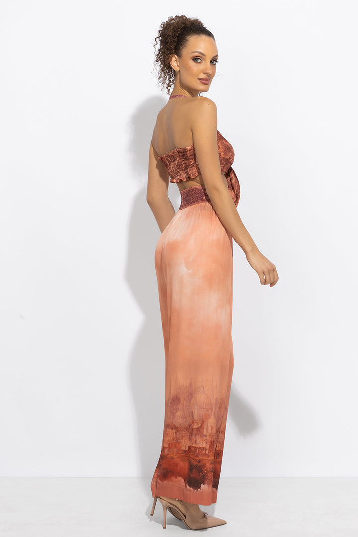 VISCOSE WIDE-LEG TROUSERS WITH ELASTIC WAIST - ANCIENT TOWN JIORO СВОБОДЕН ПАНТАЛОН ОТ ВИСКОЗА - ANCIENT TOWN JIORO