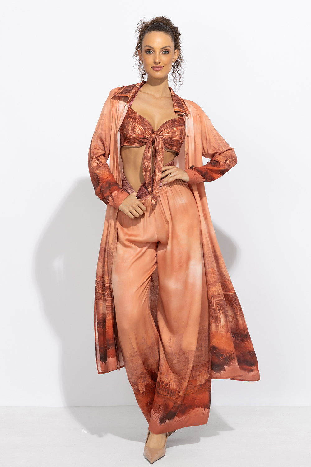 VISCOSE WIDE-LEG TROUSERS WITH ELASTIC WAIST - ANCIENT TOWN JIORO СВОБОДЕН ПАНТАЛОН ОТ ВИСКОЗА - ANCIENT TOWN JIORO