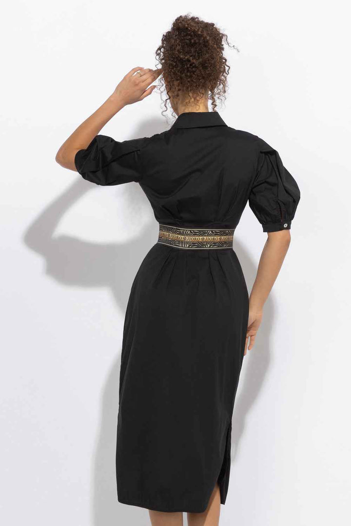 WIDE ELASTIC BELT WITH BUCKLE - MIDNIGHT BUTTERFLIES