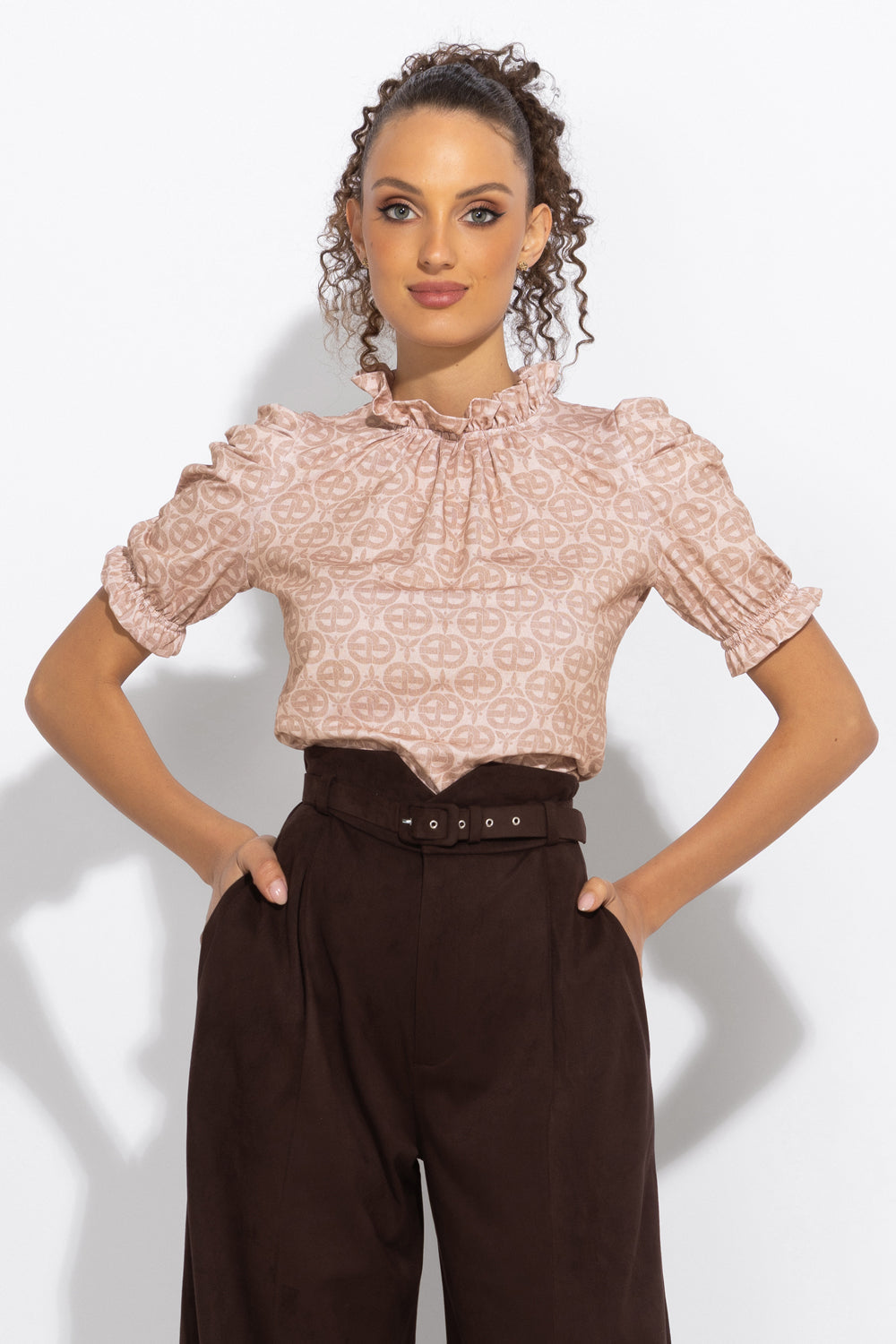 SUEDE-EFFECT BELT IN DARK BROWN - ESSENTIALS JIORO КОЛАН В ТЪМНО КАФЯВО С ВЕЛУРЕН ЕФЕКТ - ESSENTIALS JIORO