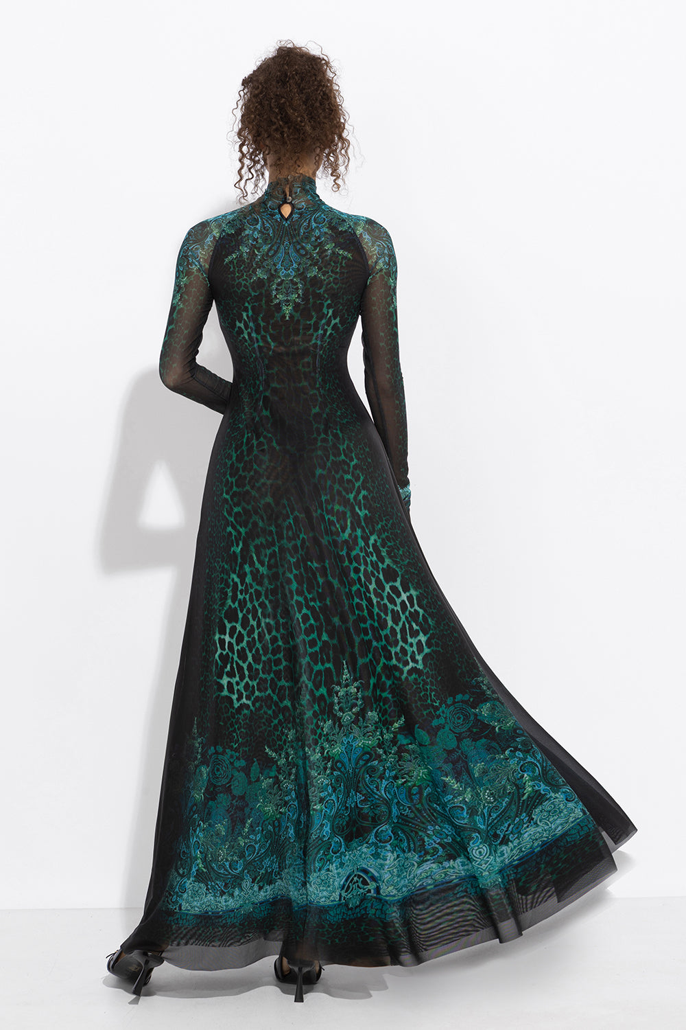 LONG FINE NET DRESS - LEO NEON GREEN JIORO ДЪЛГА РОКЛЯ ОТ ФИНА МРЕЖА - LEO NEON GREEN JIORO