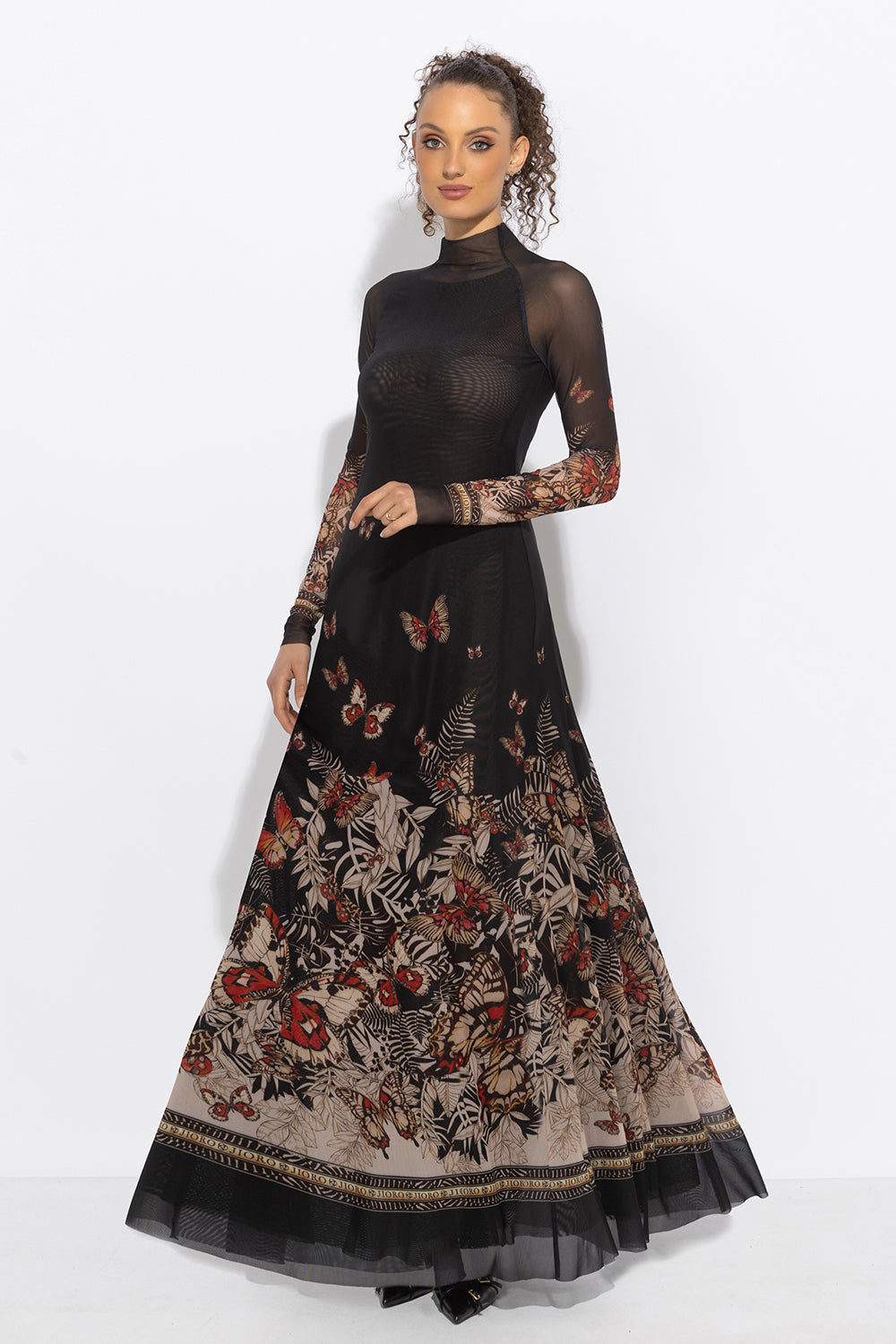 LONG FINE NET DRESS - MIDNIGHT BUTTERFLIES JIORO ДЪЛГА РОКЛЯ ОТ ФИНА МРЕЖА - MIDNIGHT BUTTERFLIES JIORO