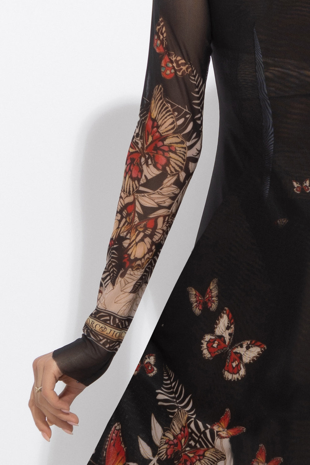 LONG FINE NET DRESS - MIDNIGHT BUTTERFLIES JIORO ДЪЛГА РОКЛЯ ОТ ФИНА МРЕЖА - MIDNIGHT BUTTERFLIES JIORO