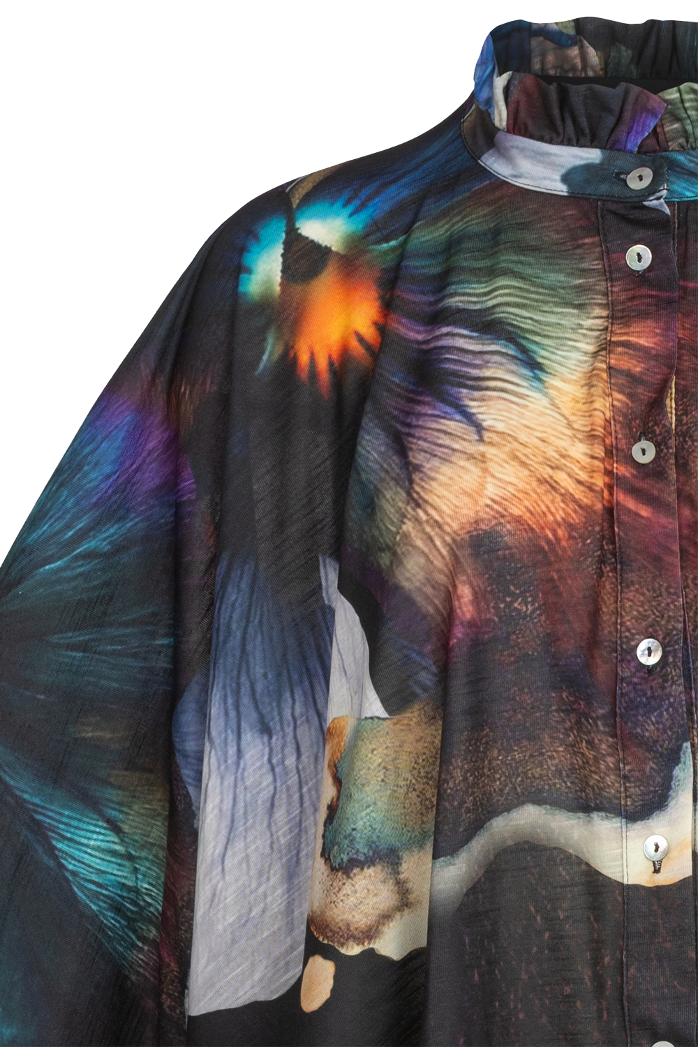 TUNIQUE CARRÉE À COL À VOLANTS - VIOLET