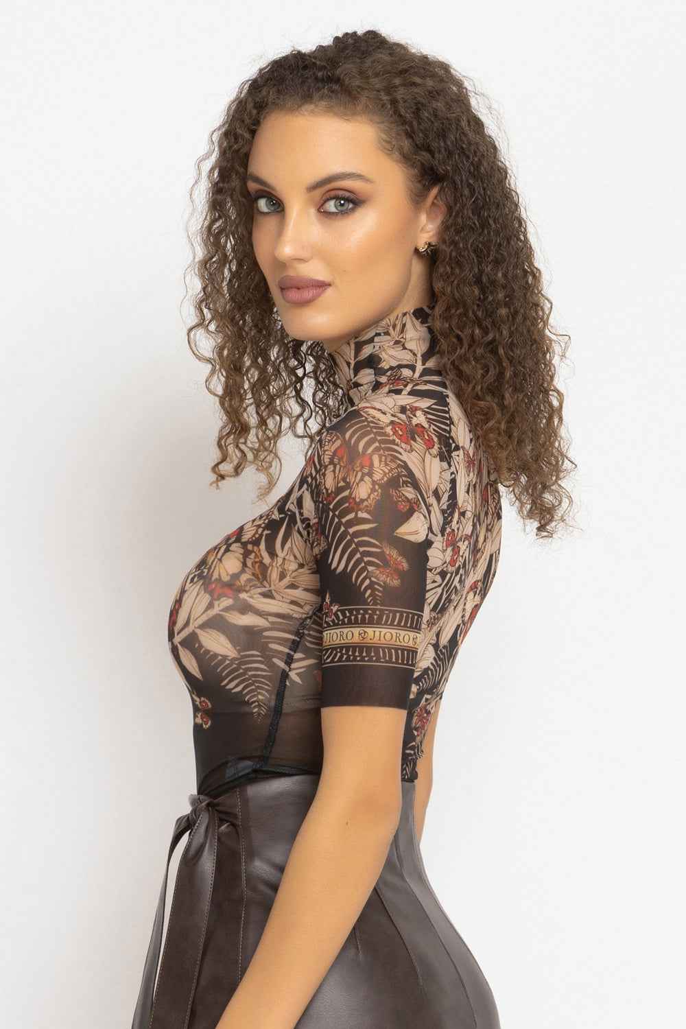 LINED SHORT SLEEVE MESH BODYSUIT - MIDNIGHT BUTTERFLIES
