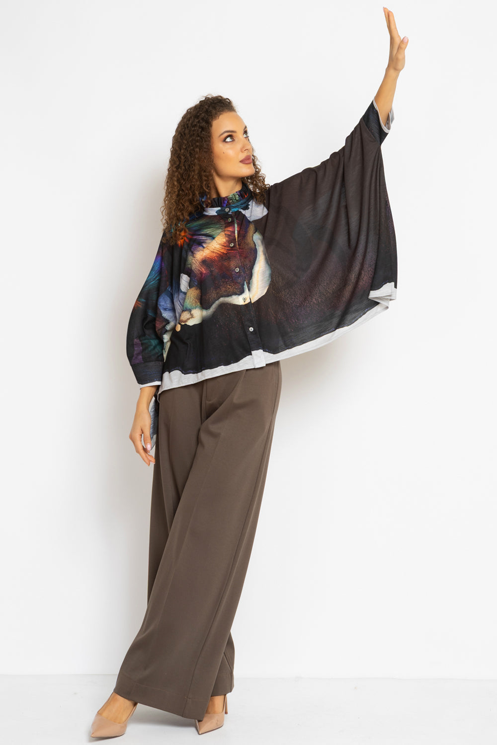 TUNIQUE CARRÉE À COL À VOLANTS - VIOLET