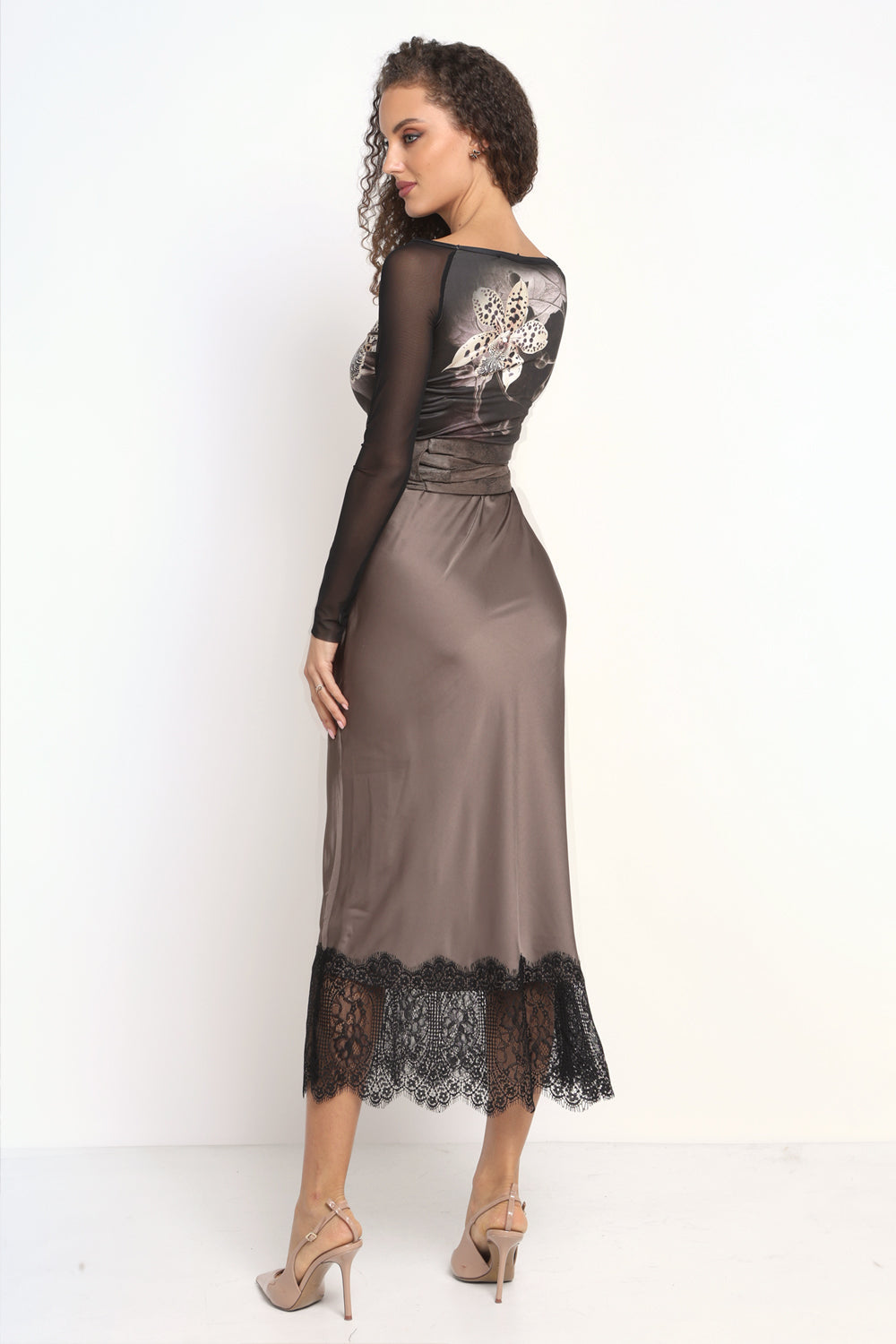 BLOUSE WITH NET SLEEVE - LEO ORCHID JIORO БЛУЗА С РЪКАВИ ОТ МРЕЖА - LEO ORCHID JIORO