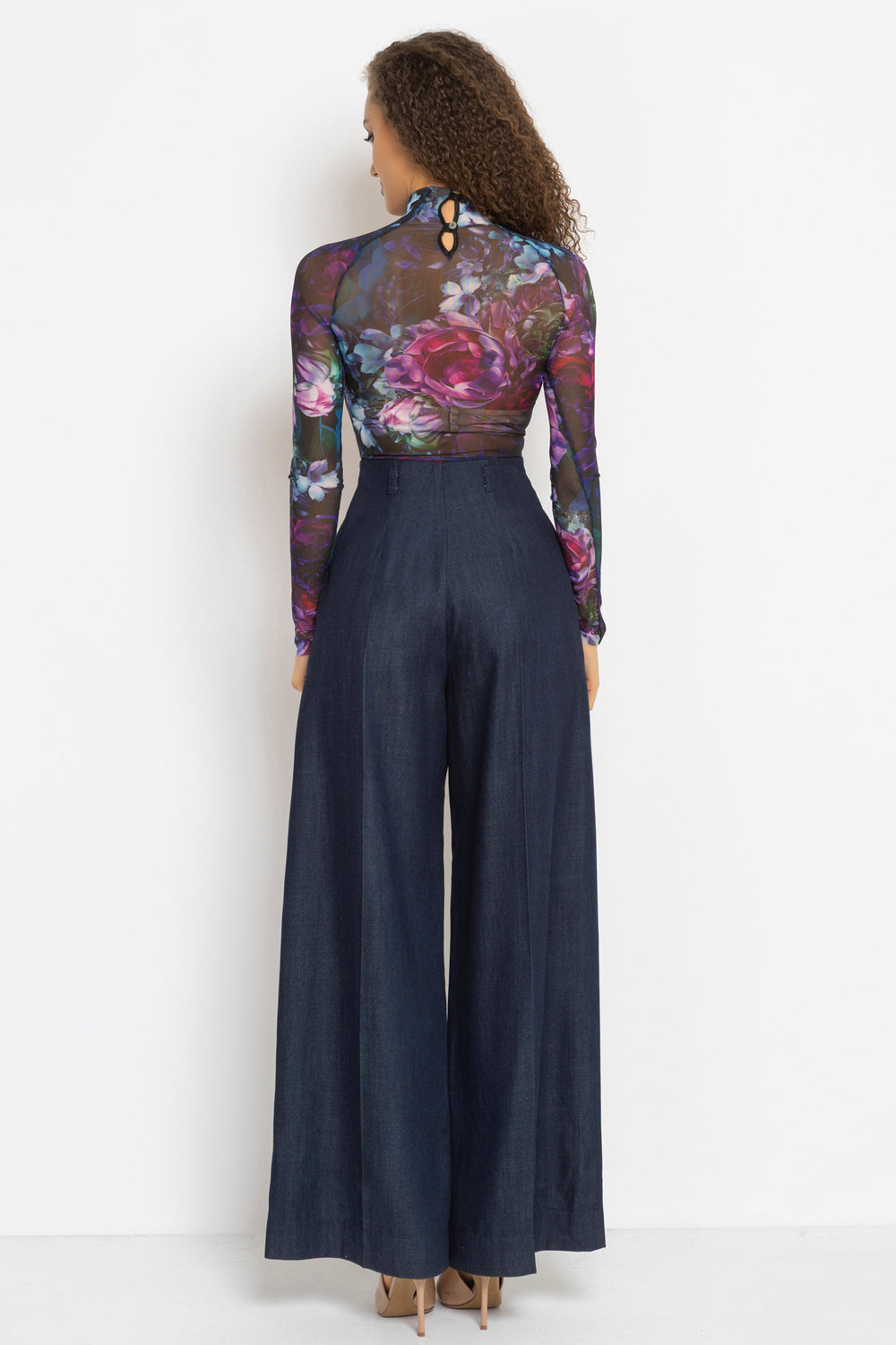 LONG SLEEVE MESH BODYSUIT - PEONIES JIORO БОДИ ОТ МРЕЖА С ДЪЛЪГ РЪКАВ - PEONIES JIORO