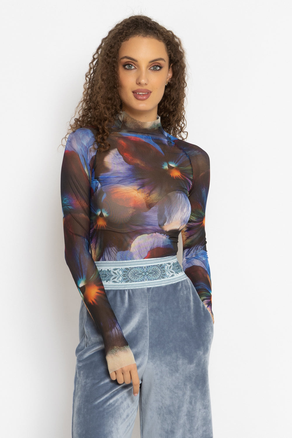 LONG SLEEVE MESH BODYSUIT - VIOLET JIORO БОДИ ОТ МРЕЖА С ДЪЛЪГ РЪКАВ - VIOLET JIORO