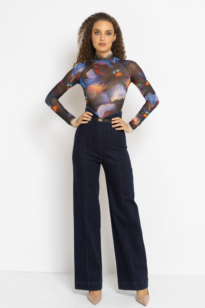LONG SLEEVE MESH BODYSUIT - VIOLET JIORO БОДИ ОТ МРЕЖА С ДЪЛЪГ РЪКАВ - VIOLET JIORO