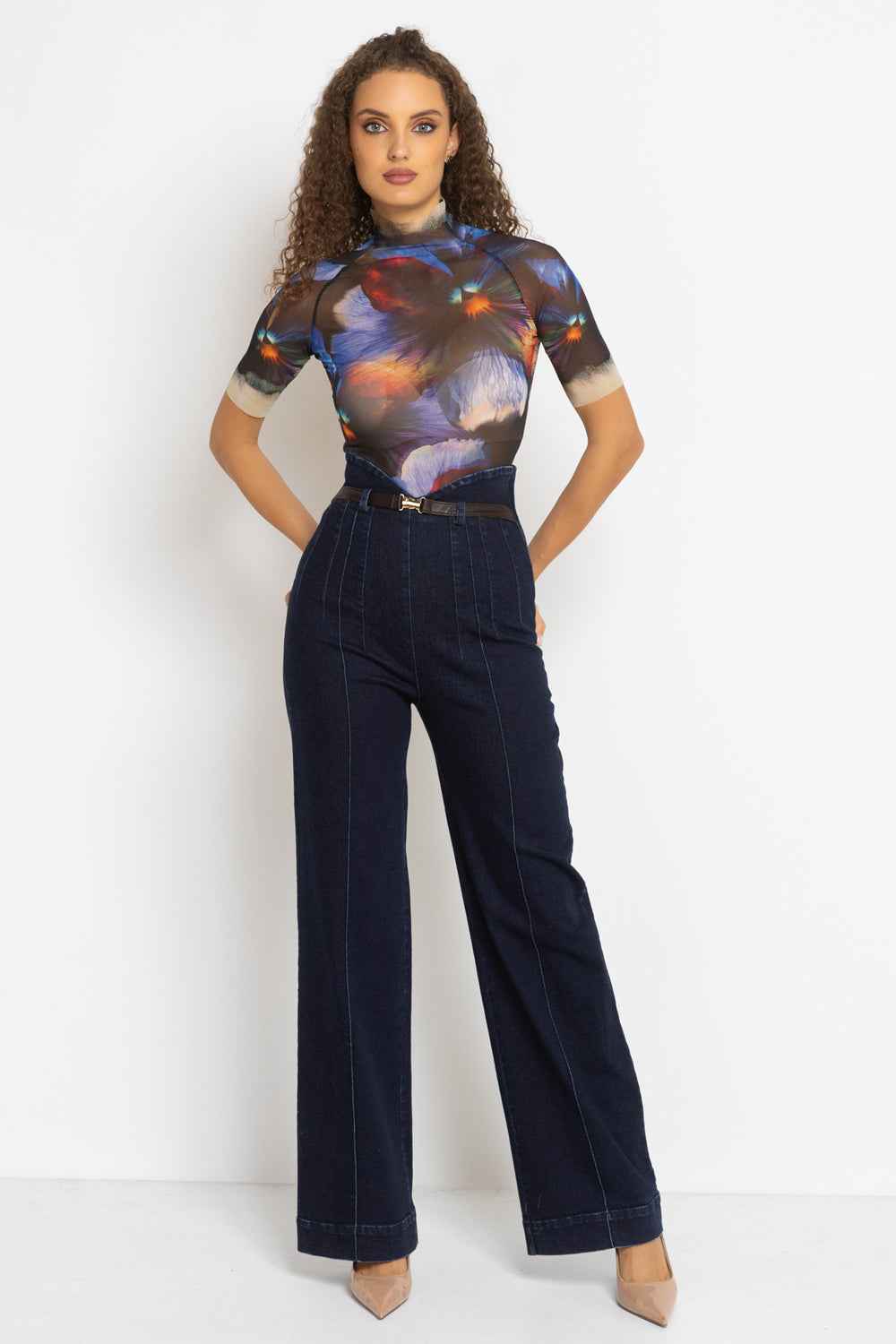 SHORT SLEEVE MESH BODYSUIT - VIOLET