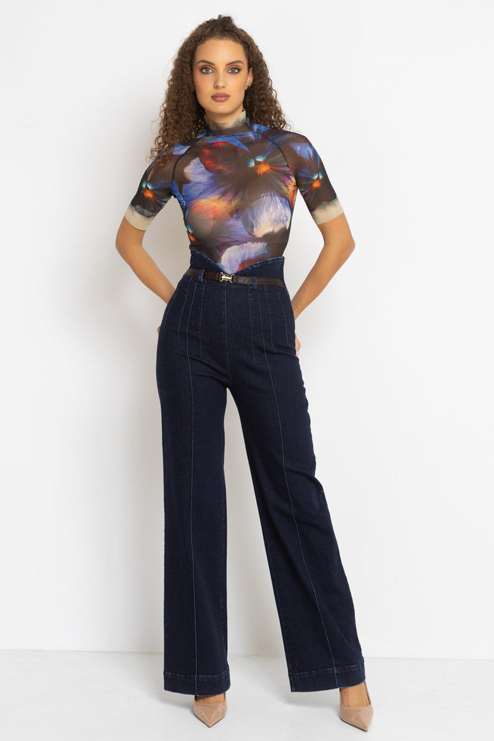 SHORT SLEEVE MESH BODYSUIT - VIOLET