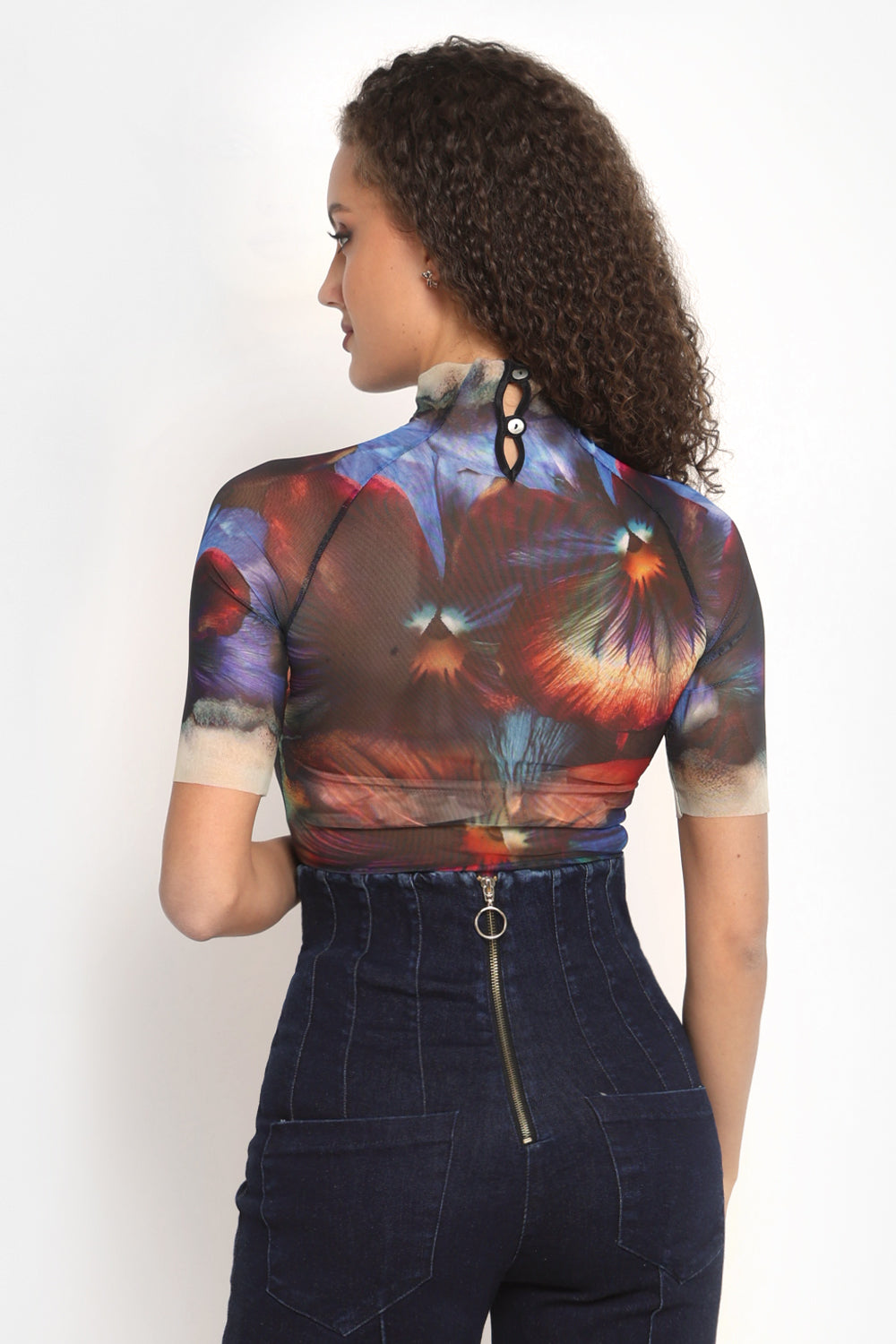 SHORT SLEEVE MESH BODYSUIT - VIOLET