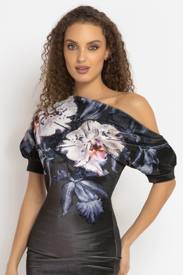 ONE-SHOULDER VELVET DRESS - ORCHID ICE - Fashion Roots
