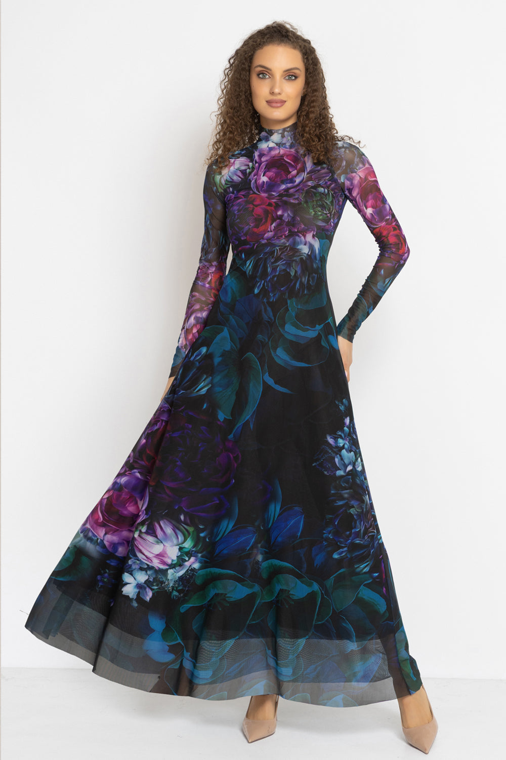 LONG FINE NET DRESS - PEONIES JIORO ДЪЛГА РОКЛЯ ОТ ФИНА МРЕЖА - PEONIES JIORO