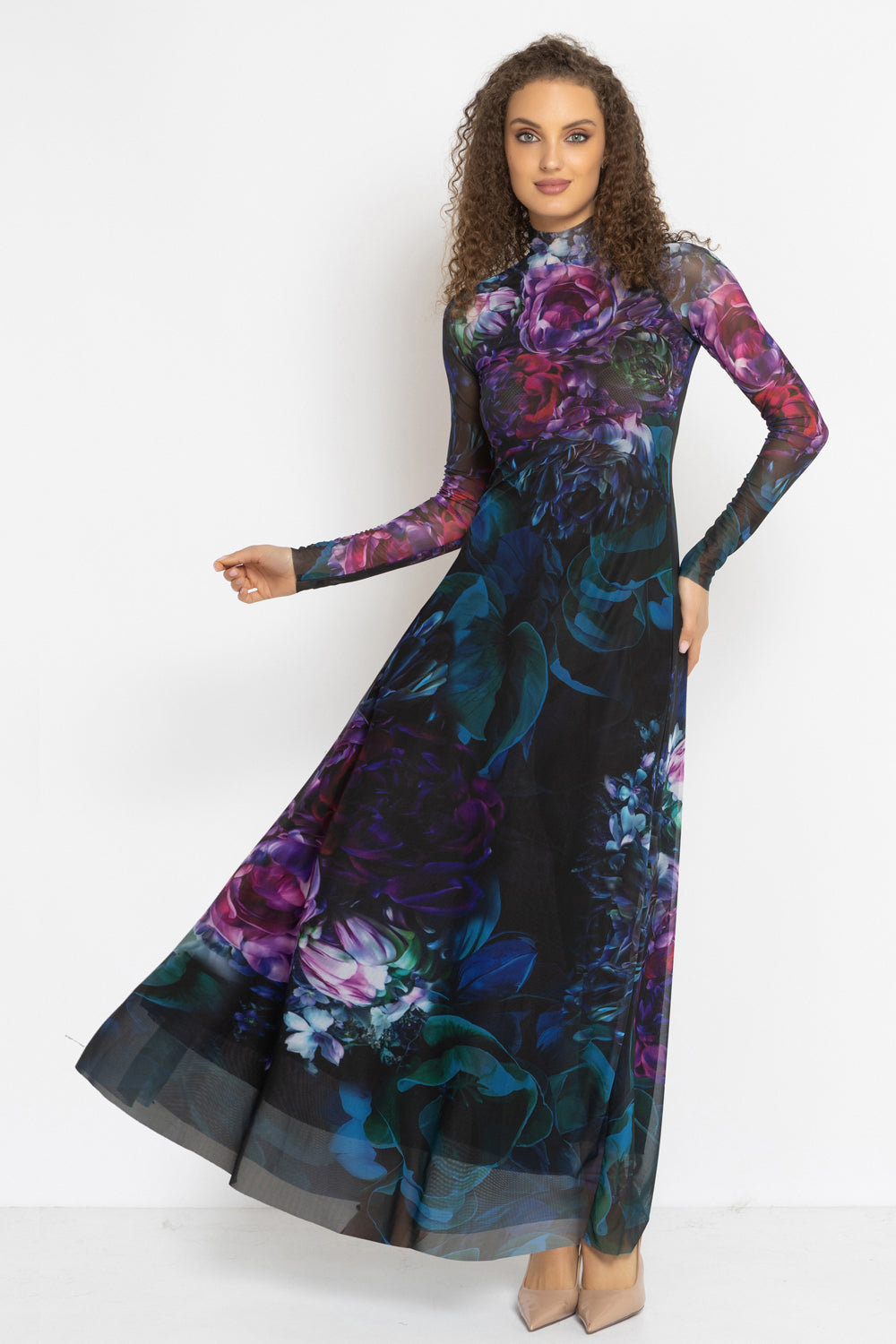 LONG FINE NET DRESS - PEONIES JIORO ДЪЛГА РОКЛЯ ОТ ФИНА МРЕЖА - PEONIES JIORO