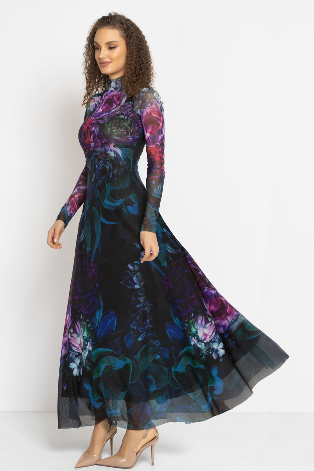 LONG FINE NET DRESS - PEONIES JIORO ДЪЛГА РОКЛЯ ОТ ФИНА МРЕЖА - PEONIES JIORO