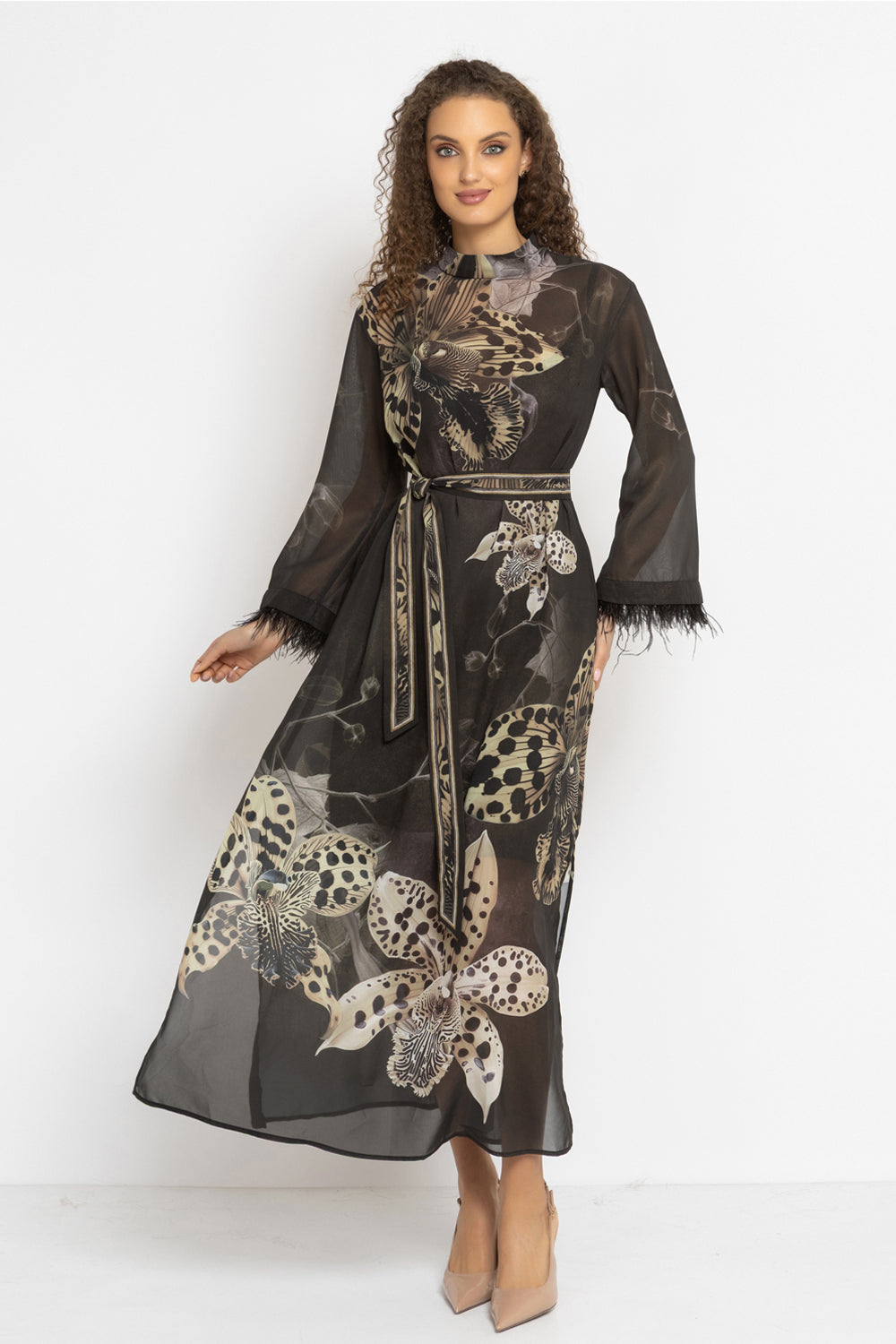 FRENCH CHIFFON CAFTAN DRESS - LEO ORCHID JIORO РОКЛЯ КАФТАН ОТ ФРЕНСКИ ШИФОН - LEO ORCHID JIORO