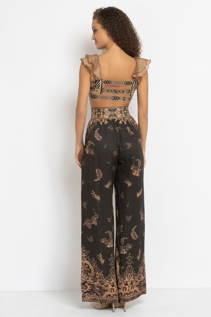 VELVET CROP TOP WITH REMOVABLE RUFFLES - GOLDEN STRIPES JIORO ПЛЮШЕН КРОП ТОП С ПОДВИЖНИ ВОЛАНИ - GOLDEN STRIPES JIORO