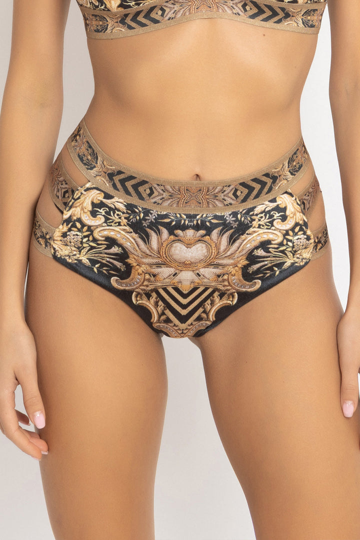 VELVET BIKINI-STYLE BOTTOM - GOLDEN STRIPES JIORO ДОЛНИЩЕ НА БАНСКИ ОТ КАДИФЕ- GOLDEN STRIPES JIORO