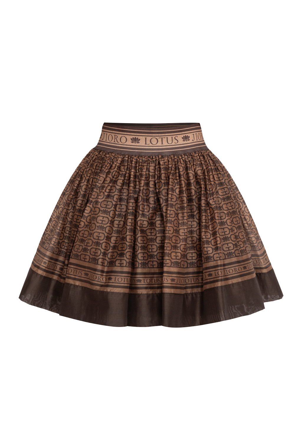 LYOCELL CUPRO MINI SKIRT - MOCHA MOUSSE LOGO JIORO МИНИ ПОЛА ОТ ЛИОСЕЛ – MOCHA MOUSSE LOGO JIORO