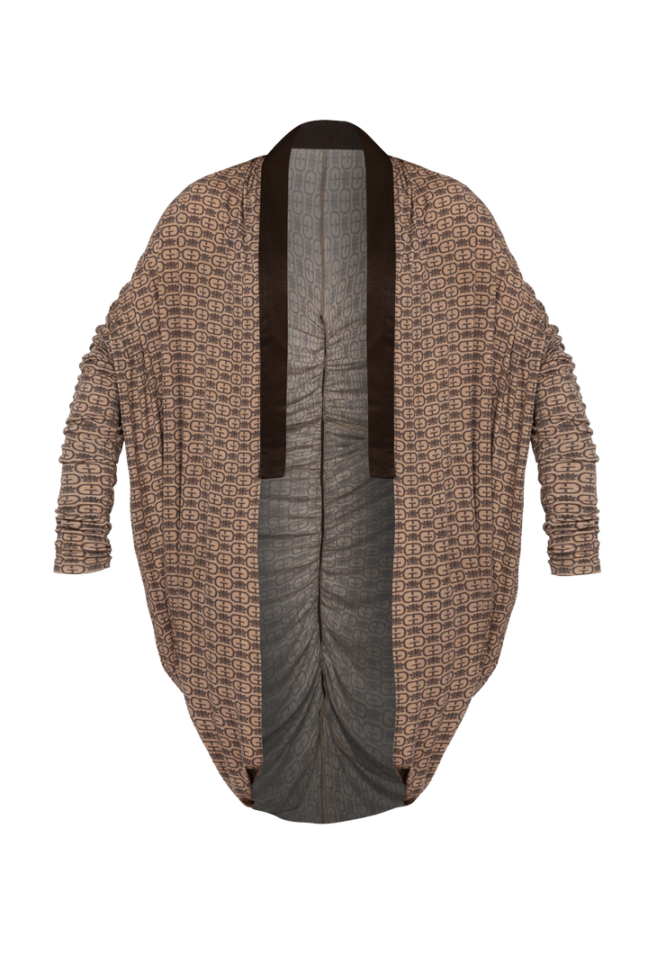 MODAL RELAXED CARDIGAN - MOCHA MOUSSE LOGO