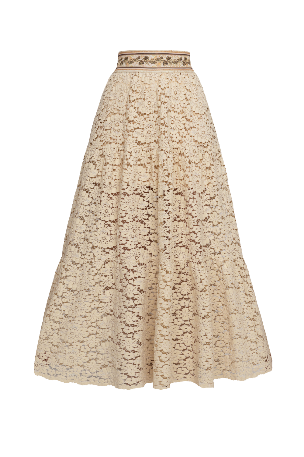 BEIGE BOHO LACE SKIRT WITH SHORT LINING - ESSENTIALS