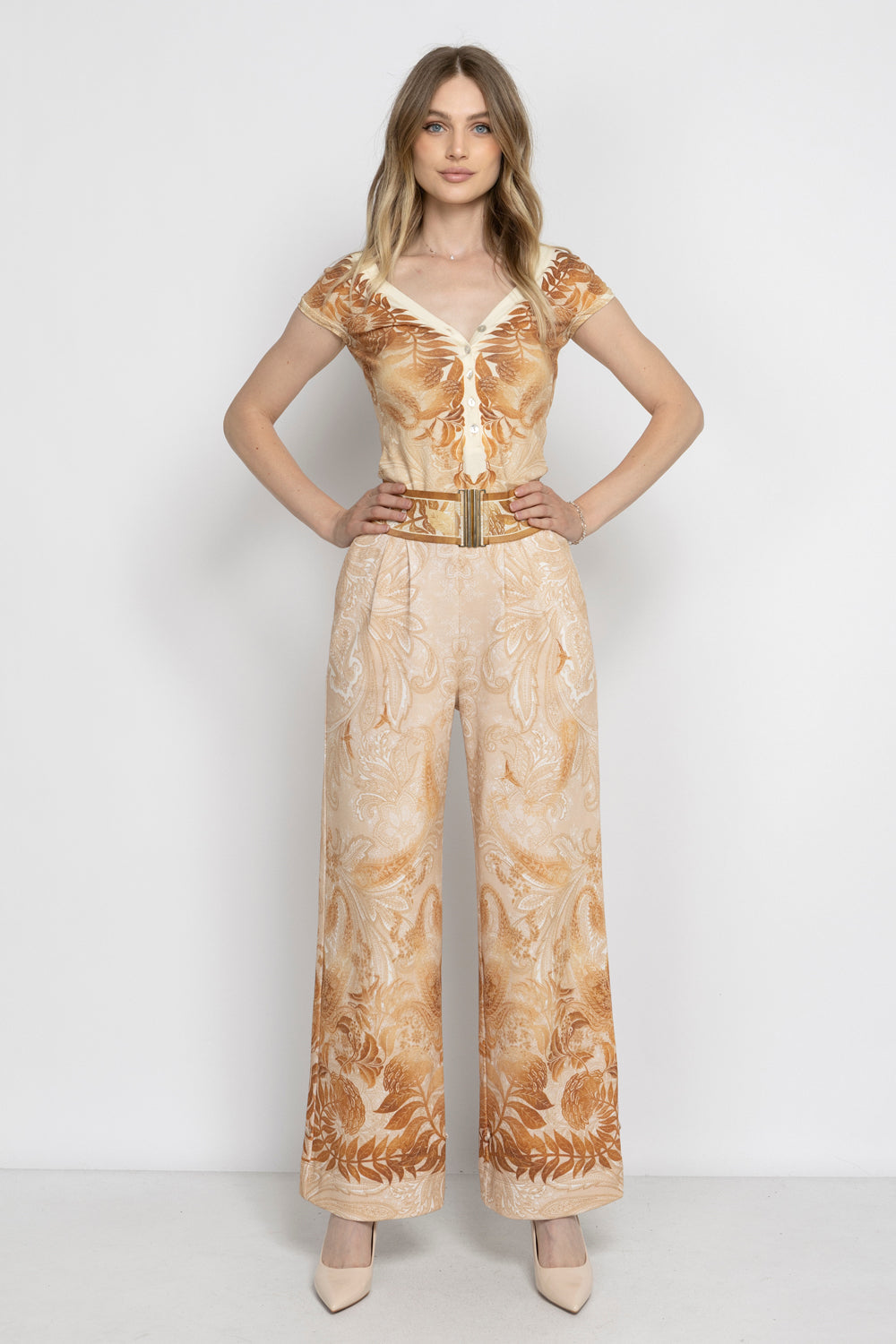 HIGH-WAIST WIDE-LEG PANTS - SUNSET