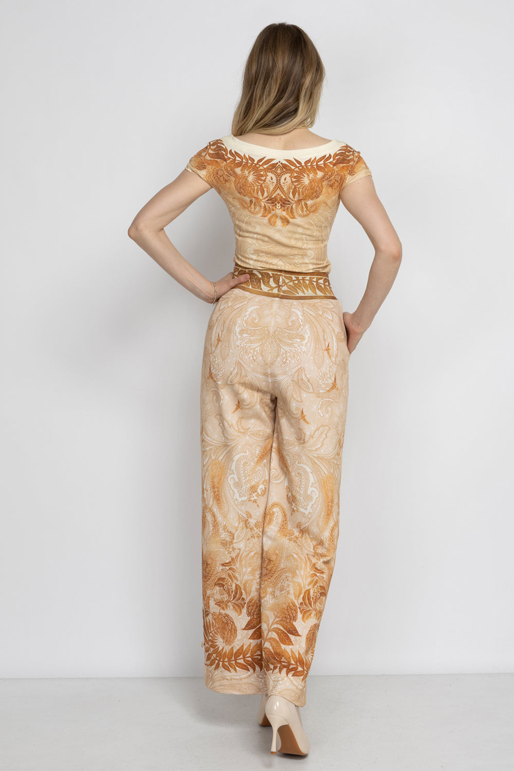 HIGH-WAIST WIDE-LEG PANTS - SUNSET