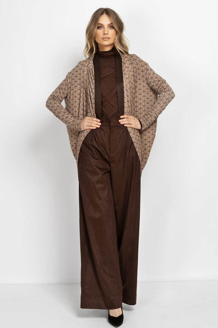 MODAL RELAXED CARDIGAN - MOCHA MOUSSE LOGO