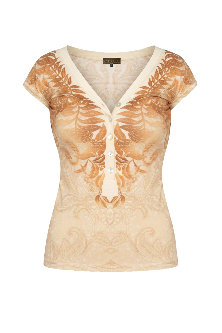 V-NECK TOP WITH BUTTONS - SUNSET