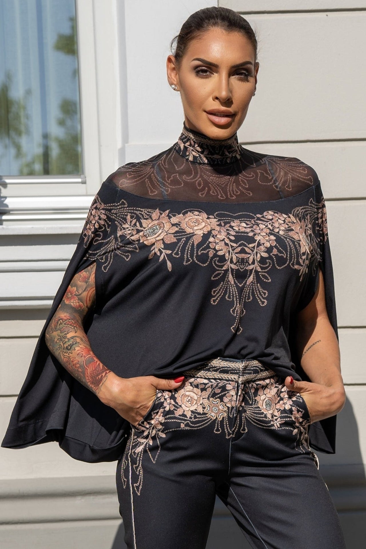 FREE BLOUSE - GOLDEN ROSES JIORO ШИРОКА ПРИЛЕП БЛУЗА С МРЕЖЕСТА ПЛАТКА - GOLDEN ROSES JIORO