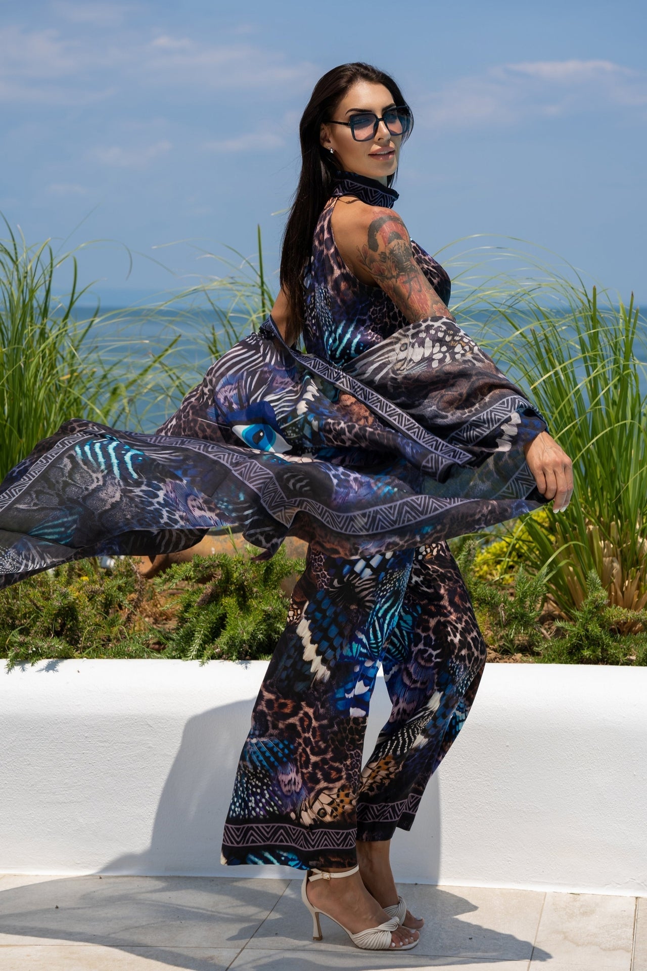 PANTALON AMPLE EN VISCOSE - LEO NEON DARK