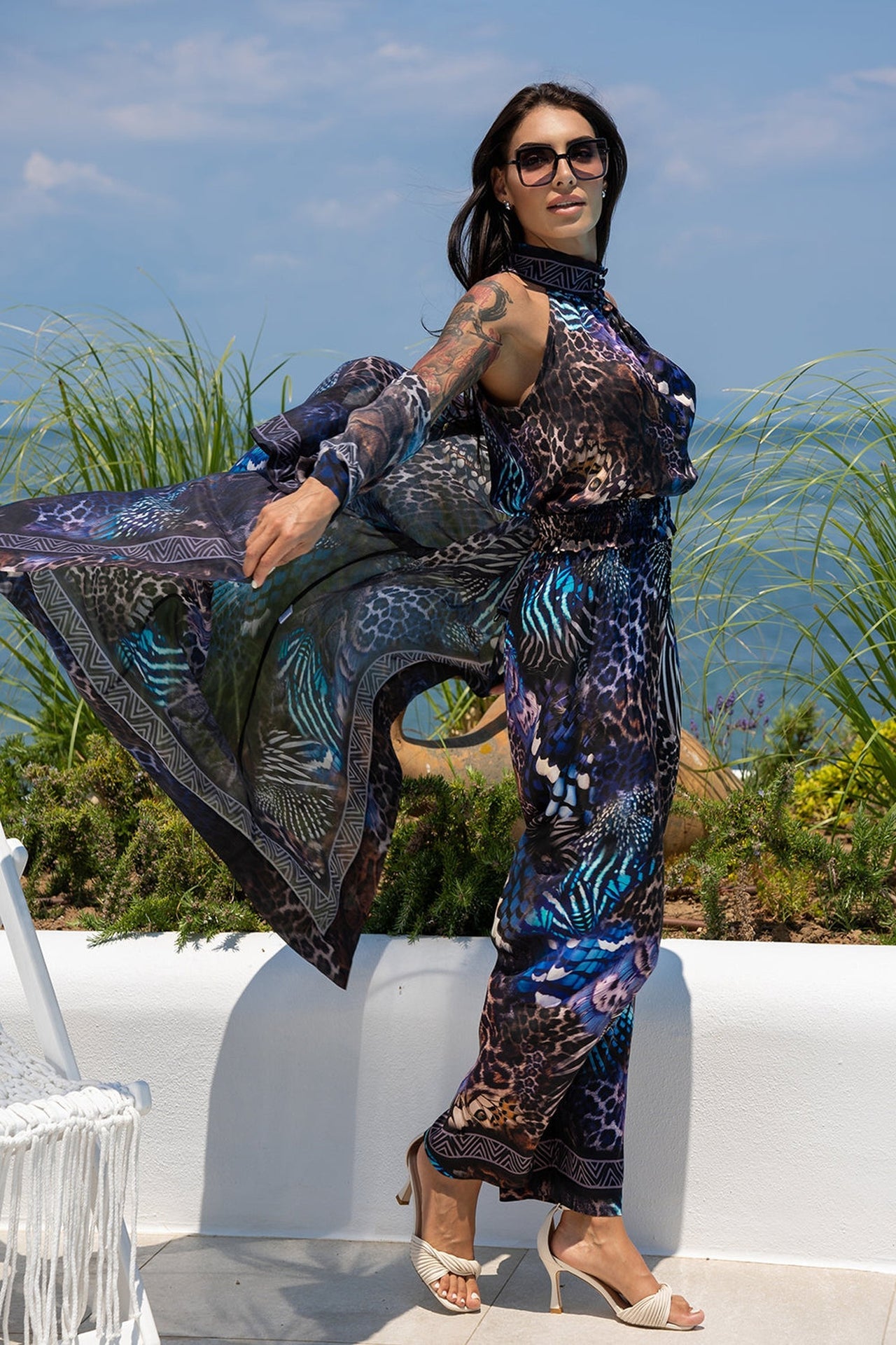 PANTALON AMPLE EN VISCOSE - LEO NEON DARK