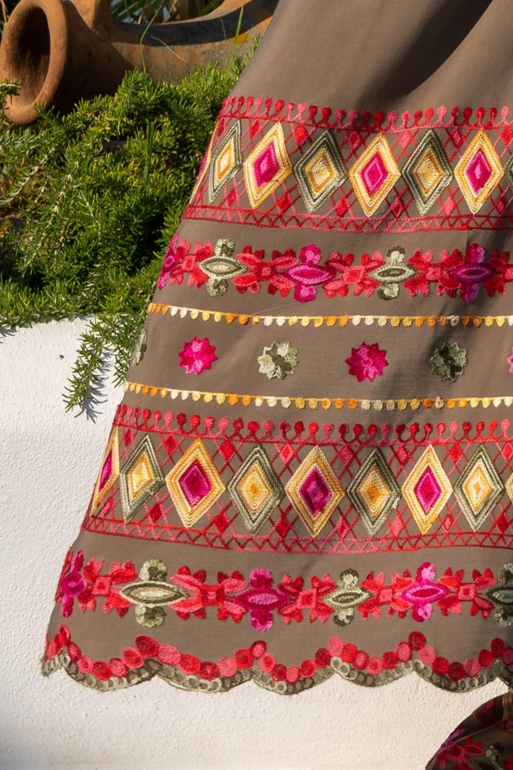 VISCOSE KIMONO IN KHAKI COLOR - ESSENTIALS