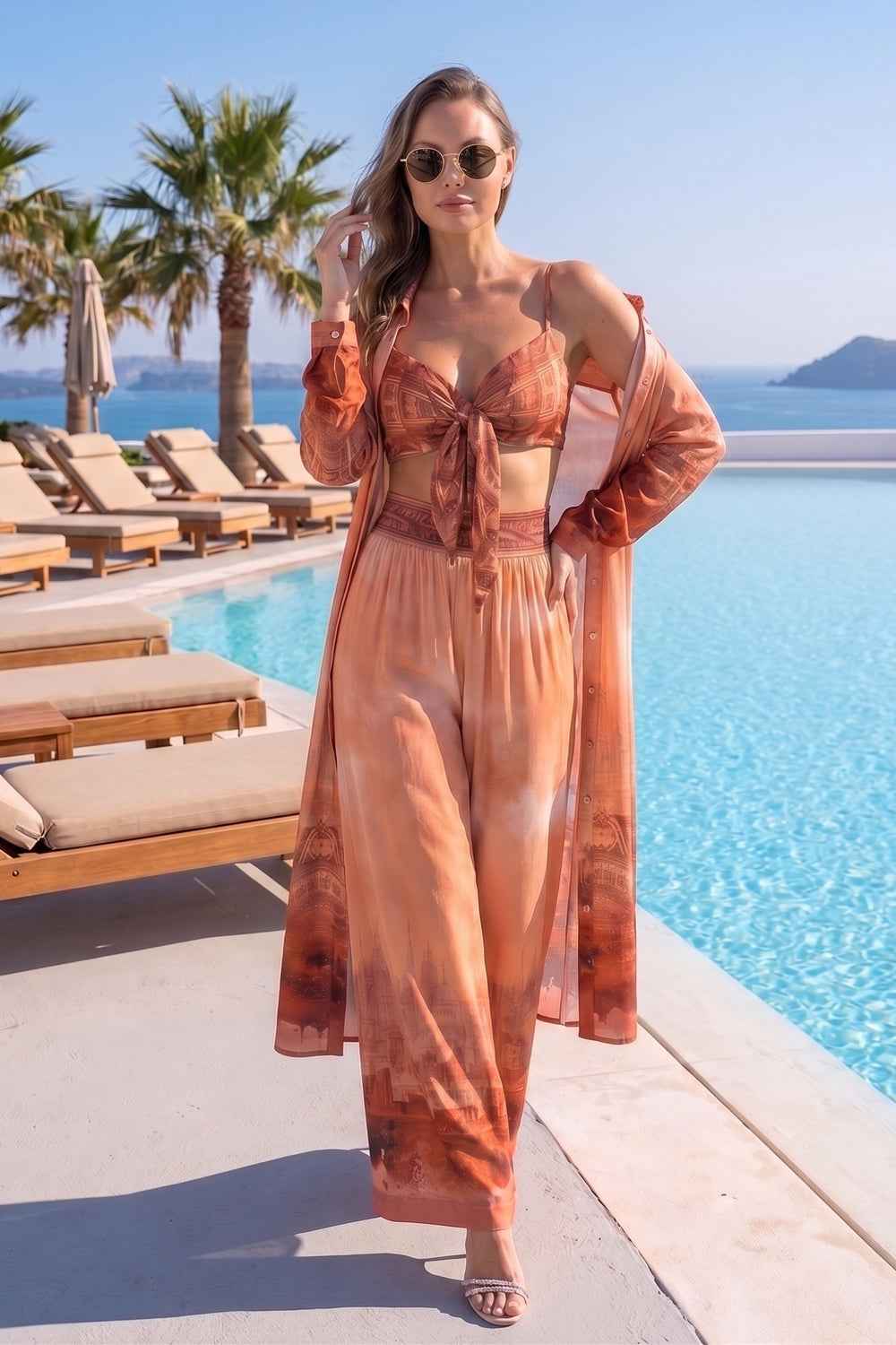 VISCOSE WIDE-LEG TROUSERS WITH ELASTIC WAIST - ANCIENT TOWN