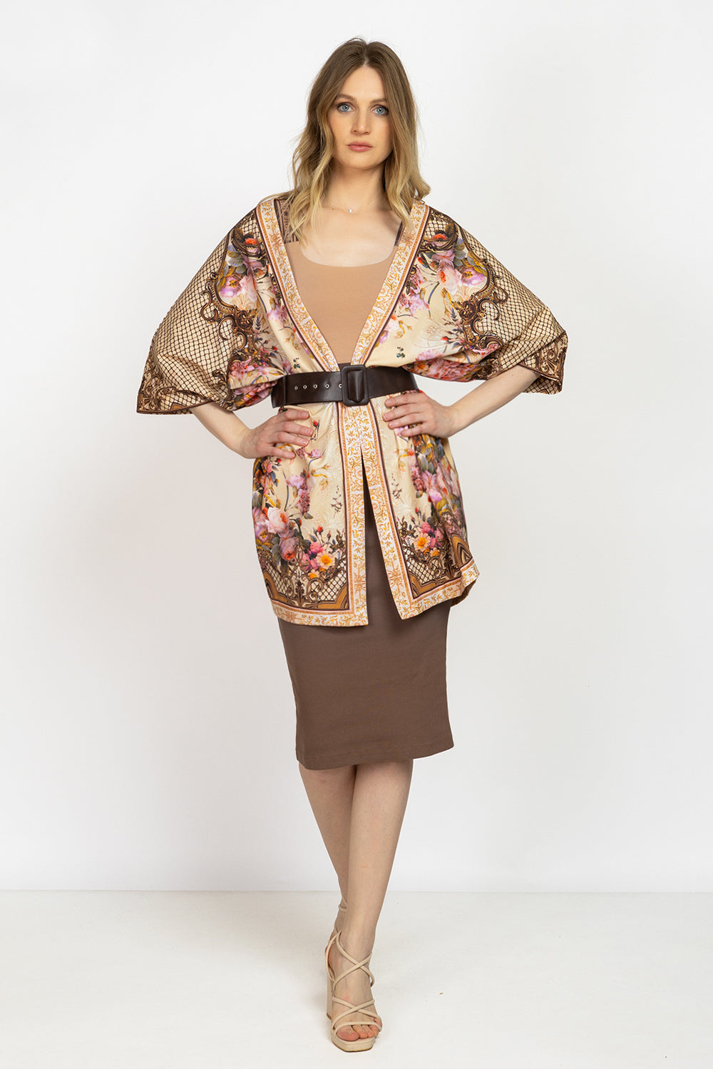 FRENCH TERRY CARDIGAN - BAROQUE FLOWERS - Fashion Roots
