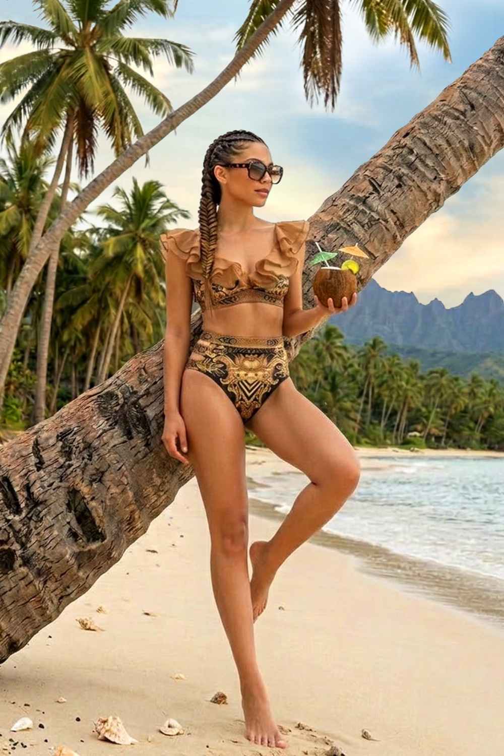 VELVET BIKINI-STYLE BOTTOM - GOLDEN STRIPES JIORO ДОЛНИЩЕ НА БАНСКИ ОТ КАДИФЕ- GOLDEN STRIPES JIORO