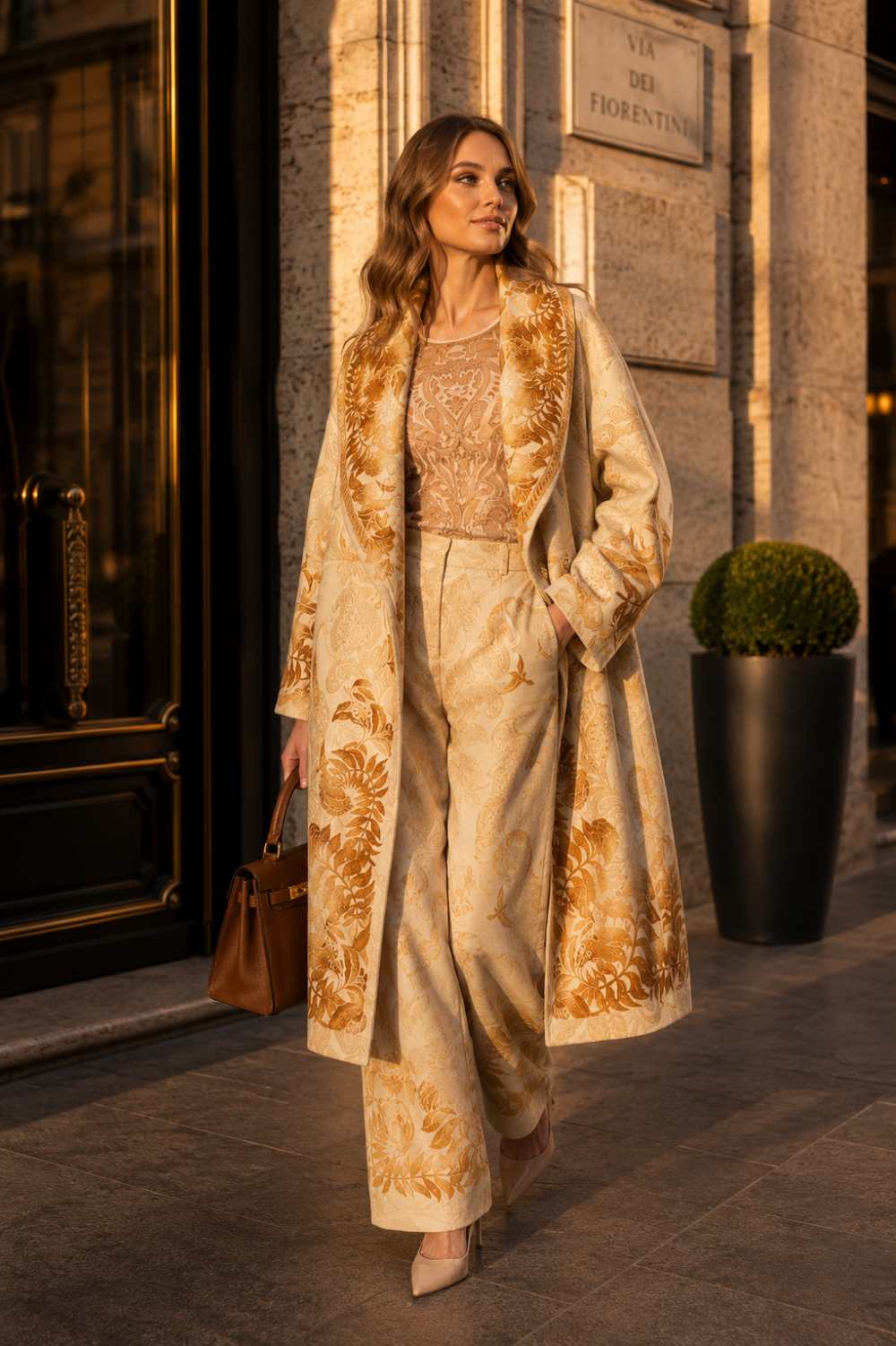 HIGH-WAIST WIDE-LEG PANTS - SUNSET