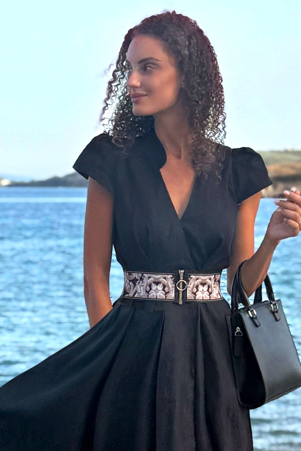 CEINTURE ÉLASTIQUE LARGE AVEC FERMETURE ÉCLAIR - PERLE BAROQUE