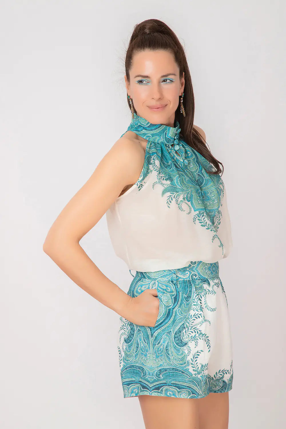 SLEEVELESS COTTON AND SILK BLOUSE – BUTTER LEAVES