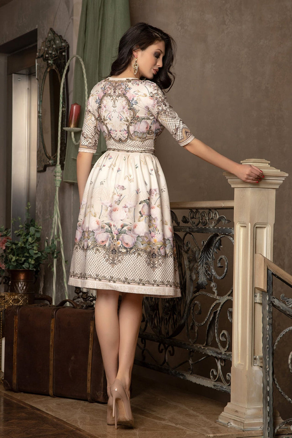 WRAPPED V-NECK BODYSUIT -  BAROQUE FLOWERS JIORO БОДИ С V-ДЕКОЛТЕ - BAROQUE FLOWERS JIORO