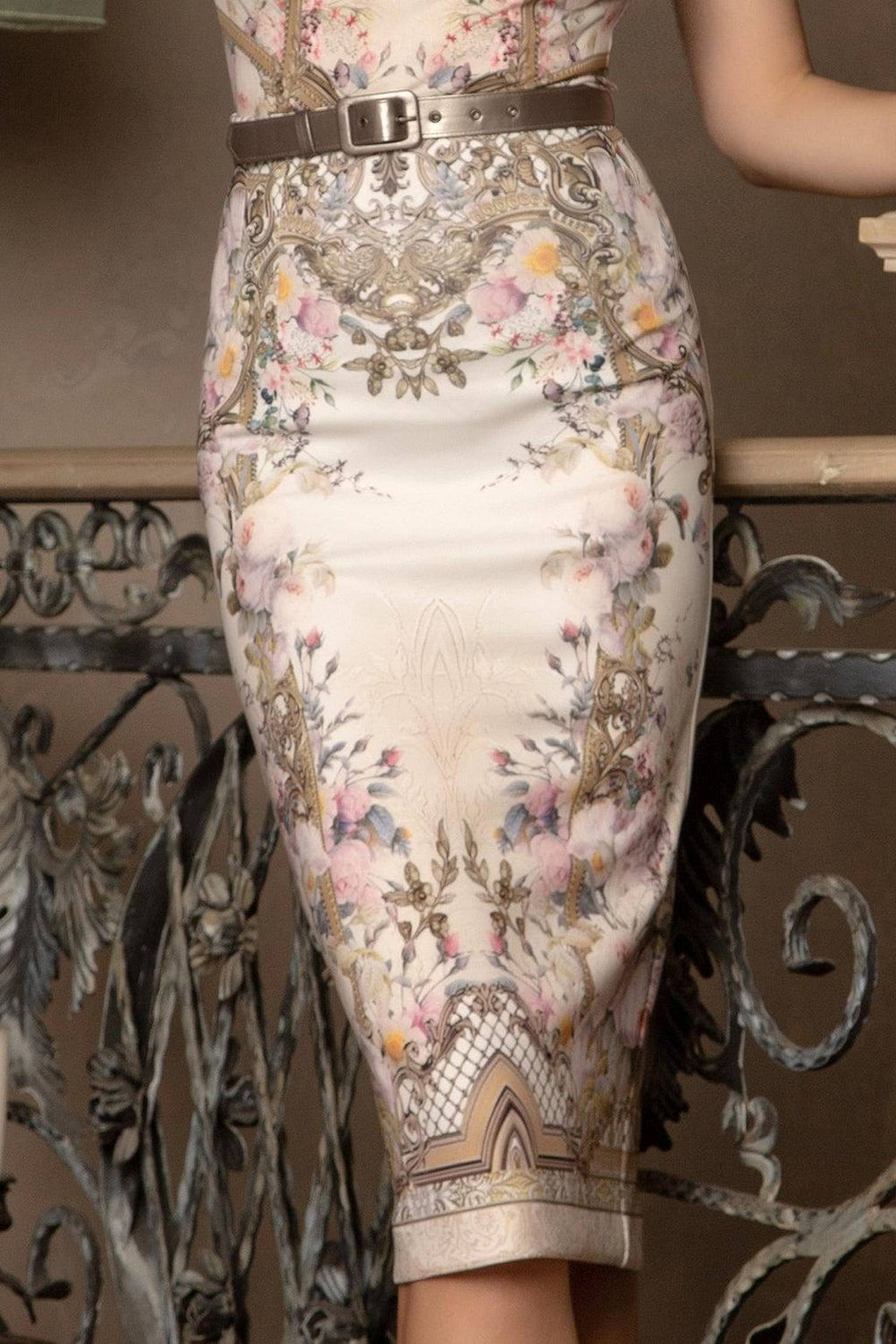 JUPE CRAYON - FLEURS BAROQUES