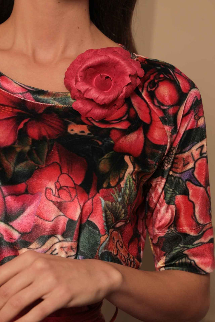SMALL SUEDE-LOOK CYCLAMEN ROSE BROOCH - Fashion Roots
